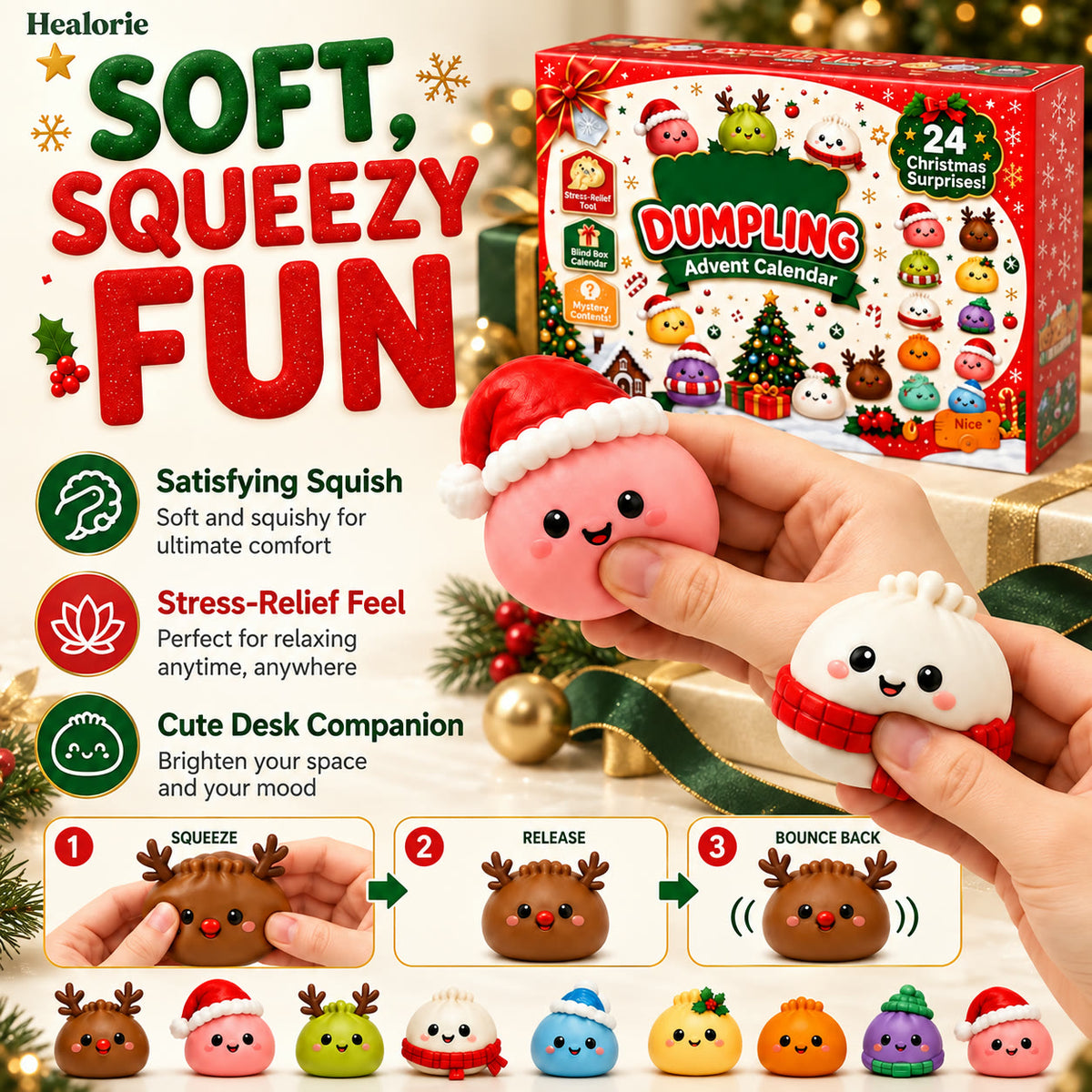 Soft squeezy dumpling squishies for stress relief