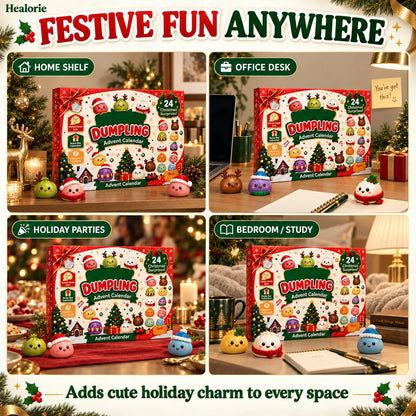 Dumpling advent calendar on a shelf, desk, party and bedroom