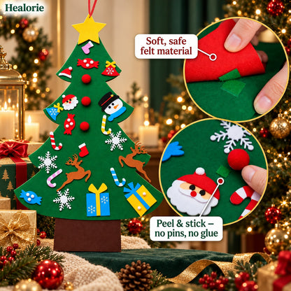 Soft safe felt material with peel and stick ornaments