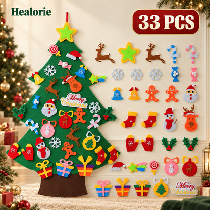 Felt Christmas tree set with 33 ornaments